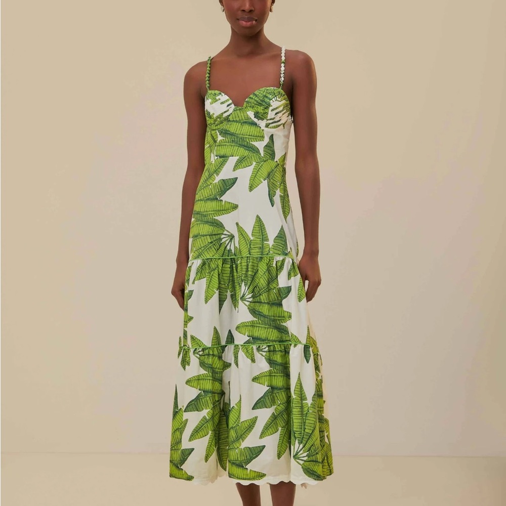 Farm Rio off white palm fan dress! Size small! Worn twice!